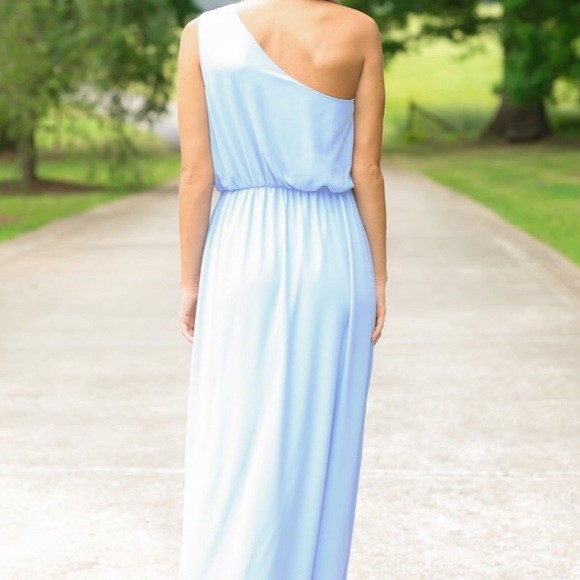 One-Shoulder Maxi Dress (Serenity Blue) - Picture 8 of 8